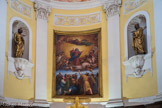 <center> Saint-Tropez. L'église Notre-Dame-de-l'Assomption </center> A gauche, St Pierre, à droite, St Paul. Au centre, copie de L'Assomption de la Vierge du Titien.