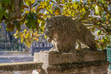 <center>Château Bas.</center>Aux extrémités de la balustrade, se trouvent deux lions en train de capturer un serpent à leurs pieds.