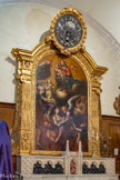 <center>Retable des Ames du Purgatoire</center>Huile sur toile, représentant des anges intercédant auprès de la Vierge Marie pour les âmes du purgatoire. Signé : C. Dupin. 17ème siècle.