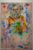 <center>Musée « Acentmètresducentredumonde » » </center>Gregory FORSTNER. MAROTTE ET BOUFFON Huile sur lin, 300 x 200 cm, 2022