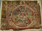 <center>La Cathédrale de Gérone.</center>La tapisserie de la Création (Tapís de la Creació) est une œuvre de broderie de la fin du XIe siècle ou du début du XIIe. ette tapisserie mesurant environ 12 mètres carrés, brodée de laines de couleur, est l'un des plus remarquables vestiges de l'art textile roman. Datant du XIe siècle, elle est encore de nos jours source d'interrogation et de curiosité pour les érudits de par la richesse de sa symbolique religieuse. Elle présente une vaste symphonie mettant en scène le Créateur lors de la création du monde, la séparation des eaux et de la terre, la création des animaux volants, nageant, rampants et marchants, puis enfin celle de l'Homme par l'intermédiaire d'Adam puis d'Ève.