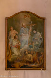 <center>Gassin.</center>Tableau représentant saint François de Sales entre saint Louis de Gonzague, saint Sébastien et sainte Lucie, et dans le registre inférieur les âmes du Purgatoire (XVIIIe siècle).