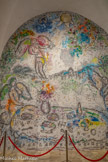 <center>La chapelle Sainte Roseline.</center>Le Repas des anges. Mosaïque. Marc Chagall, 1975.  Mosaïque réalisée par Marc Chagall (1887-1985), à l’âge de 88 ans, à la demande de son amie Marguerite Maeght (1909-1977), épouse d'Aimé Maeght (1906-1981), qui œuvrent en mécènes à la restauration de la chapelle à partir de 1968, au moment où ils créent ensemble la fondation portant leur nom (1964). L'œuvre marque, comme les vitraux, le regain d’intérêt porté aux techniques traditionnelles par les artistes modernes, et s’inscrit dans le renouveau de l’art sacré engagé au sortir de la Seconde guerre mondiale. Intérêt pour ces techniques qui se double à Sainte-Roseline de la volonté de faire cohabiter art moderne et art ancien, comme le préconise la Charte de Venise (1964).  Il s'est alors enrichi d'œuvres d'art moderne.