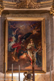 <center>Eglise ND de l'Annonciation. Chapelle Ste Rita.</center>L'Annonciation, 1829. Œuvre du peintre russe K.A. CHEVELKINE, ce magnifique tableau de l'Annonciation a été offert à l'église par le Général niçois Alexandre MICHAUD à la suite de l'incendie du 16 juillet 1834, qui avait détruit le précédent tableau figurant la Transfiguration. Le Général avait lui-même reçu cette Annonciation du Tzar ALEXANDRE 1er en reconnaissance de sa fidélité. Depuis cette date l'Église, dont le titulaire était auparavant Saint Giaume (Saint Jacques), porte le nom de l'Annonciation.
