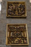 <center>L'abbaye Sainte-Marie-d'Arles-sur-Tech </center>Deux des six panneaux du retable du Rosaire (1670). Couronnement de la Vierge. En bas, l'Annonciation, l'adoration des Mages, la Pentecôte.
