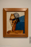<center>Musée d'Art Moderne de Céret</center>Frank Burty Haviland (1886-1971)
Tête cubiste 1913-1915
Huile sur bois. En 1905 Braque achète un masque africain à un marin. Vlaminck et Derain visitent le Musée d'Ethnographie du Trocadéro, Matisse et Apollinaire font leurs premiers achats d'art africain.
Cette peinture cubiste dit à la fois l'admiration d'Haviland pour Picasso et sa passion pour cet art. En 1936 sa collection vendue à Drouot contient quatre-vingt-dix œuvres d'art africain, océanien, précolombien et asiatique