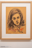 <center>Beauvoir-en-Royans</center>Couvent des Carmes. Exposition du peintre hollandais Bob ten Hoope. Portrait de jeune fille. Dessin aquarellé.