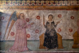 <center>Chapelle des Pénitents blanc</center>Les Vertus, sur le mur gauche, à droite du Christ. Sept jeunes femmes avec un ange ont été peintes : « Diligencia », Diligence (soin attentif), avec une quenouille à la main gauche et un écheveau à la main droite,