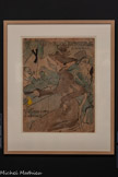 <center>Musée Toulouse-Lautrec</center>Henri de Toulouse-Lautrec
Divan japonais
1893
Lithographie au crayon, au pinceau et au crachis avec trame report, en quatre couleurs (pierre de trait en vert, pierres de couleurs en jaune, rouge et noir)
Albi, musée Toulouse-Lautrec.
Donation de la Comtesse de Toulouse-Lautrec et famille, 1922
Toulouse-Lautrec représente Jane Avril et le critique musical et poète symboliste Édouard Dujardin, en train d'assister à une représentation au café-concert le Divan Japonais. Ces portraits ont pour but de faire venir une clientèle raffinée, attirée par ces figures connues et brillantes. Reléguée à l’arrière-plan, la vedette, Yvette Guilbert, est coupée et n’est reconnaissable qu’à ses gants noirs. Adoptant une composition en diagonale inspirée des estampes japonaises, l’artiste intègre aussi une influence Art nouveau dans le traitement en courbes et lignes sinueuses des corps, de la chaise et de la canne. Dans un tirage rehaussé d’aquarelle, l’artiste fait des essais de couleurs avant d’aboutir à la version finale.