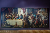 <center>Le musée Goya.</center>Anonyme
Les Noces de Cana
Ecole Espagnole – 1ère moitié du XVIIIe siècle. S.D.
HUILE SUR TOILE
A Cana ville de Galilée, Jésus accompagné de ses disciples et de sa mère participe à un mariage. Alors que le v\n vient à manquer, il fait remplir a eau les grandes jarres en pierre, et cette eau se transforme en vin. Il s’agit du tout premier miracle accompli par Jésus. Le moment choisi par le peintre est celui où la Vierge Marie remarque le manque et en avertit son fils. La réponse du Christ attire l’attention des invités.