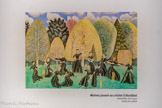 <center>Le musée Dom Robert et de la tapisserie du XXe siècle</center>Moines jouant au cricket à Buckfast. Aquarelle, vers 1950 Fonds En Calcat