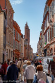<center>Toulouse</center>Rue du Taur, avec le clocher de Notre-Dame du Taur.