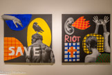 <center>Musée des Abattoirs</center>SAVE
2023
Tableau-collage, collage sur toile Archives Jean-Charles de Castelbajac <br>RIOT
2023
Tableau -collage, collage sur toile Archives Jean-Charles de Castelbajac