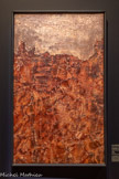 <center>Musée des Augustins</center>Jean Dubuffet 
(Le Havre, 1901 - Paris, 1985)
Paysage au ciel tavelé.
1952
Huile sur toile
Coll. Les Abattoirs, Musée — FRAC Occitanie Toulouse. <br>
Jean Dubuffet est l’inventeur du concept d'art brut art créé par des autodidactes en particulier par les exclus de la société - délinquants, malades mentaux, enfant… Selon lui, l’art occidental est contraint par un trop q ranci nombre de références académies : iconoclaste, il préféré les formes simples et les matériaux pauvres Ce tableau appartient à la série Paysages du mental et est inspiré du désert algérien La partie supérieure est un ciel «  tavelé », c’est-à-dire constellé de petites taches.