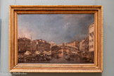 <center>Musée des Augustins</center>Francesco Guardi. Le pont du Rialto à Venise. Fin des années 1770. Huile sur toile.
