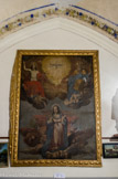 <center>Chapelle des pénitents.</center>Tableau représentant la Trinité et la vierge Marie. Il constituait la partie centrale du retable du maître-autel de la paroisse. Il date probablement des années 1670 – 1700.