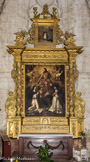 <center>Chapelle du Sacré-Cœur. </center>Au centre du retable, tableau du dix-septième siècle. Il représente les deux saintes dominicaines à genoux devant le Christ, qui donne à Catherine de Sienne une couronne d'épines et à Rose de Lima une couronne de roses.
Au-dessus, peinture représentant un épisode de la vie de saint Dominique.