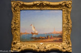 <center>Le Bucentaure devant l’église San Giorgio Maggiore à Venise.</center>FELIX FRANÇOIS GEORGES PHILIBERT ZIEM (1821-1911). Huile sur toile.
Depuis 1171, Venise célébrait chaque année, le jour de l’Ascension, selon des comptes immuables, dénonce du doge et de la mère, le sposalizio del mar. Monté à bord d'une galère dei parade, dont la proue représentait un centaure au corps de bœuf,  le dirigeant de la République de Venise jetait un anneau d'or symbolisant la domination de la cité sur les eaux. Cette cérémonie se tint jusqu'en 1707 date à laquelle les troupes d’invasions françaises brûlèrent le vaisseau. Passé les guerres de  la Révolution et de l’empire, Venise reconstruisit ce bateau emblématique et de grandes fêtes accompagnèrent de nouveau ses sorties en mer. Au XVIIIe siècle, lorsque les riches touristes étrangers passaient, durant leur grand tour, par Venise, nombreux furent ceux qui y séjournèrent plus longtemps que prévu pour assister à ce spectacle et à rapporter le souvenir peint par les plus célèbres « vedutistes » d'alors, tel Francesco Guardi dont le Louvre conserve une composition proche (Le Départ du Bucentaure vers Venise, vers 1775 – 1780).
Ziem renoue avec la tradition et applique les principes constructifs de ses prédécesseurs. Le Bucentaure qui vient d'arriver par la gauche de la composition apparaît de biais dans un élan dynamique, quittant le canal de San Marco pour passer entre les églises de San Marco et de San Giorgio Maggiore et rejoindre le canal de la Giudecca qui le mènera vers la mer. Des personnages de fantaisie, au premier plan, renouent avec le passé glorieux de la sérénissime.