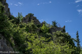 <center>Sainte-Agnès</center>Perché à près de 800 mètres sur un piton rocheux, le château pourrait dater de 1180.
Les Agnésois ayant encouragé à la résistance le bourg voisin de Peille, le chevalier de La Fare, gouverneur du Comté de Louis XIV, fit détruire le château en 1691. Mais la destruction ne fût pas totale et la forteresse joua à nouveau un rôle lors de la Guerre de Succession d'Autriche entre 1744 et 1749.