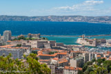 <center>Vue de Notre-Dame de la Garde.</center>Le fort d'Entrecasteaux, le palais du Pharo, le fort Saint Jean avant la construction du Mucem.