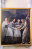 <center>Saint-Montan</center>Visite de Saint Rémi et de l'évêque de Viviers à Saint Montan. Le personnage, un écclésiastique, qui figure sur la gauche, est certainement le donateur Jacques Dussault, vicaire et comte. Puis on a Saint Rémi, l'évêque Jean de Viviers et Saint Montan. Tableau du XVIIIe.