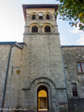 <center></center><center>Saint-Donat-sur-l'Herbasse. </center> Entrée et clocher de la collégiale. Elle a été construite par l'artiste Jean-Louis Fournier. Le clocher-porche fut remanié en 1618 après un violent orage.  Le deuxième étage fut rajouté au XIXe siècle. Il fut entièrement restauré en style roman en 1994.