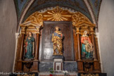 <center>Millau</center>Église Notre-Dame de l’Espinasse. Saint Joseph, Sainte Philomène et Sainte Germaine de Pibrac. Plâtre : peint (polychrome) ; bois : taillé, peint (polychrome) .Sainte Philomène tient une ancre et une palme. Elle appartient à une production en série à l'esthétique saint-sulpicienne. Sainte Germaine est accompagnée d'une brebis noire, couchée à ses pieds, et d'une brebis blanche dressée sur ses pattes arrière, elle a été réalisée par Bénézech en 1888. Les deux autres statues sont datées plus largement du 19e siècle.