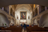 <center>Millau</center>Église Saint-Martin. Elle est composée d'un vaisseau central flanqué de deux bas-côtés surmontés de tribunes et d'un chœur plat.