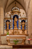 <center>Estaing</center>L'église Saint-Fleuret. Chapelle de Notre-Dame. Trois statues : une Vierge à l'Enfant et deux anges. Ensemble daté des 18e et 19e siècles.