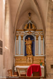 <center>Estaing</center>L'église Saint-Fleuret. Chapelle de Saint-Joseph. Ensemble du retable daté du début du 19e siècle, et statue de saint Joseph vers 1877.