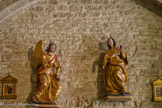 <center>L'église paroissiale Saint-Sauveur Saint-Etienne </center>Statues de l'Annonciation, Archange Gabriel et Vierge Marie, bois sculpté polychrome doré, 17e siècle.