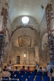 <center>Meysse</center>La construction de la façade actuelle correspond au quatrième état de l’édifice, à la fin du XIIe siècle. L’église est alors réduite à deux travées voûtées en berceau. Ces transformations sont marquées par l’utilisation de la pierre calcaire de Cruas.