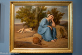 <center></center>Charles Ginoux Toulon, 1817-Toulon, 1900 Agar dans le désert 1878 Huile sur toile.
Hist : don de l’artiste en 1893. Agar, servante égyptienne de Sarah, la femme d'Abraham, est la mère d'Ismaël, le premier fils d'Abraham. Parce que sa femme, Sarah, était âgée et stérile, Abraham a engendré un fils, Ismaël, avec Agar. Plus tard, lorsque Sarah a donné naissance à son propre fils, Isaac, elle ne veut pas qu'Ismaël hérite avec lui, et elle fait chasser Agar et Ismaël dans le désert de Beersheba.