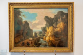 <center></center>Hubert Robert
Paris, 1733 - Paris, 1808
Les gorges d'Ollioules, 1783-1785
Huile sur toile
Hubert Robert inventa un nouvel imaginaire de la Provence à la cour après avoir entrepris au printemps 1783 avec son ami avignonnais Joseph Vernet un voyage dans le Midi. Il en rapporta des croquis représentant les principaux monuments antiques dont il tira quatre célèbres tableaux pour la salle à manger de Louis XVI à Fontainebleau. Peint à l'occasion du même voyage, Les gorges d'Ollioules fut commandé, avec son pendant Les Sources de Fontaine de Vaucluse, par l'évêque de Narbonne. Présentées au et la géologie singulière de la Provence orientale.
Hist, ; commande de Mgr Arthur Dillon (1721-1806), évêque de Narbonne en 1783, avec son pendant Les Sources de Fontaine de Vaucluse ; déposé par le musée du Louvre (inv. MNR122) au musée des Beaux-Arts Jules Chéret de Nice en 1952; en prêt au musée de Draguignan