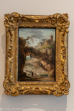 <center></center>Hubert Robert Paris, 1733-Paris, 1808
Caravane dans un paysage inspiré par Tivoli, vers 1776-1780
Huile sur panneau
À Paris, Robert fut l'un des peintres prisés de la noblesse et de la finance qui lui commandèrent plusieurs décors à l'image de la comtesse de Sabran, Françoise Eléonore Dejean de Manville (1749-1827), entrée par son mariage dans l'une des plus anciennes familles de la région, qui lui commanda dix grandes peintures. Son époux Joseph de Sabran (1702-1775), officier de marine, appartenait à une branche cadette de la maison de Sabran, qui possédait un grand nombre de terres en Provence parmi lesquelles celle de Baudinard dans le Verdon. Ce précieux petit panneau est préparatoire au décor de la chambre à coucher de leur hôtel parisien.