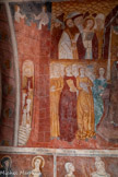 <center>Chapelle Notre-Dame de Ben-Va</center>SAINT PIERRE accueillant dans la cour céleste les âmes élues à l'entrée de la Jérusalem céleste, fortifiée telle une cité italienne : le crénelage fendu ou bifide des merlons. Deux anges musiciens se trouvent tout en haut de la tour pour saluer leur arrivée. A gauche,la foule des justes, relativement structurée : en bas les femmes dont Ste APOLLONIE( Poulounio Patronne de la corporation des dentistes, fêtée le 9 février) martyr crispée sur la tenaille de son supplice ; placés plus haut plutôt les hommes, les docteurs de l'Eglise tenant les Saintes Ecritures.