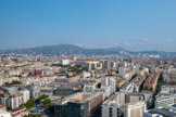 <center>Vue du sommet de la tour La Marseillaise.</center>A gauche, en bas, l'église St Martin d'Arenc, l'immeuble  M Square de l'ARS devant les archives dépatementales..