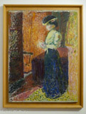 <center></center>ALBERT MARQUET
Portrait de Madame Matisse
ca. 1900 Huile sur toile
Legs de Mme Henri Matisse, 1960.
Albert Marquet (1875-1947) rencontre Matisse à l’École des Arts Décoratifs à Paris. Ils se retrouvent ensuite tous deux dans l’atelier de Gustave Moreau et nouent une solide et durable amitié. Ils continuent à travailler ensemble après la mort du maître, s’entraînant à des dessins rapides dans les rues ou les cafés-concerts, ou partageant le même modèle, lors de séances de pose académique dans l'atelier de leur ami Manguin.
Ce portrait d’Amélie en pied témoigne à la fois de l’aisance qu’avait Marquet à synthétiser une figure par la silhouette et de son audace dans l’usage de pigments purs, cela, avant même que n'apparaisse le fauvisme.